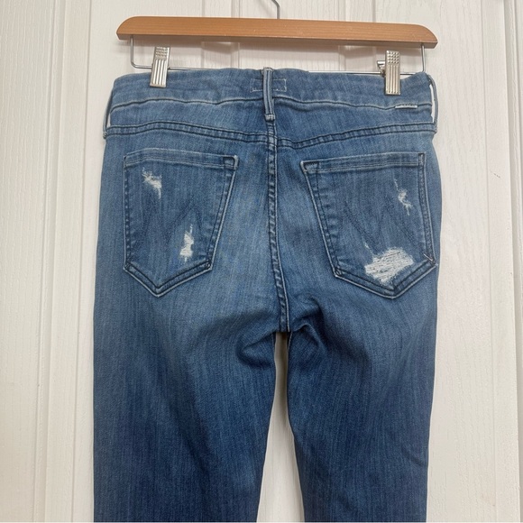 MOTHER Jean Looker Ankle Fray Size 26 Naughty Intentions 26x27.25 blue distress - Picture 7 of 16